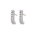 Silver Strap Dainty Silver Diamond Stud earring in Micro Pave CZ Huggie Earring Q-039 - DLUXCA
