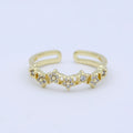 Simple Crown Clear Cz Stone Stackable Open Adjustable Ring in 14k Gold plated Minimalist jewelry O-487 - DLUXCA