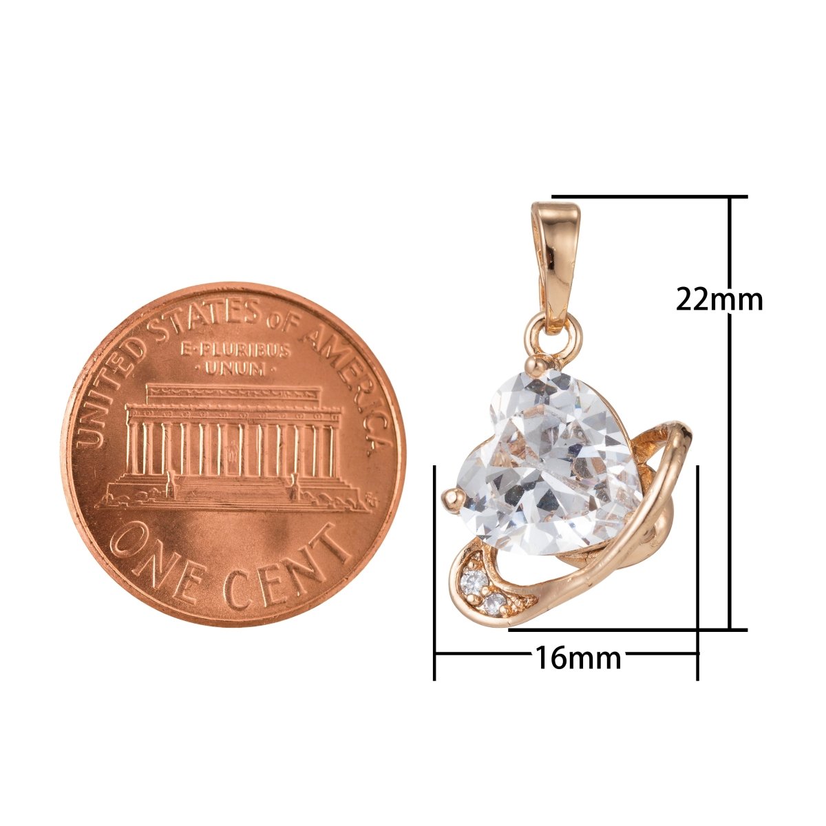 Simple Crystal Heart Gold plated Pendants I-542 - DLUXCA