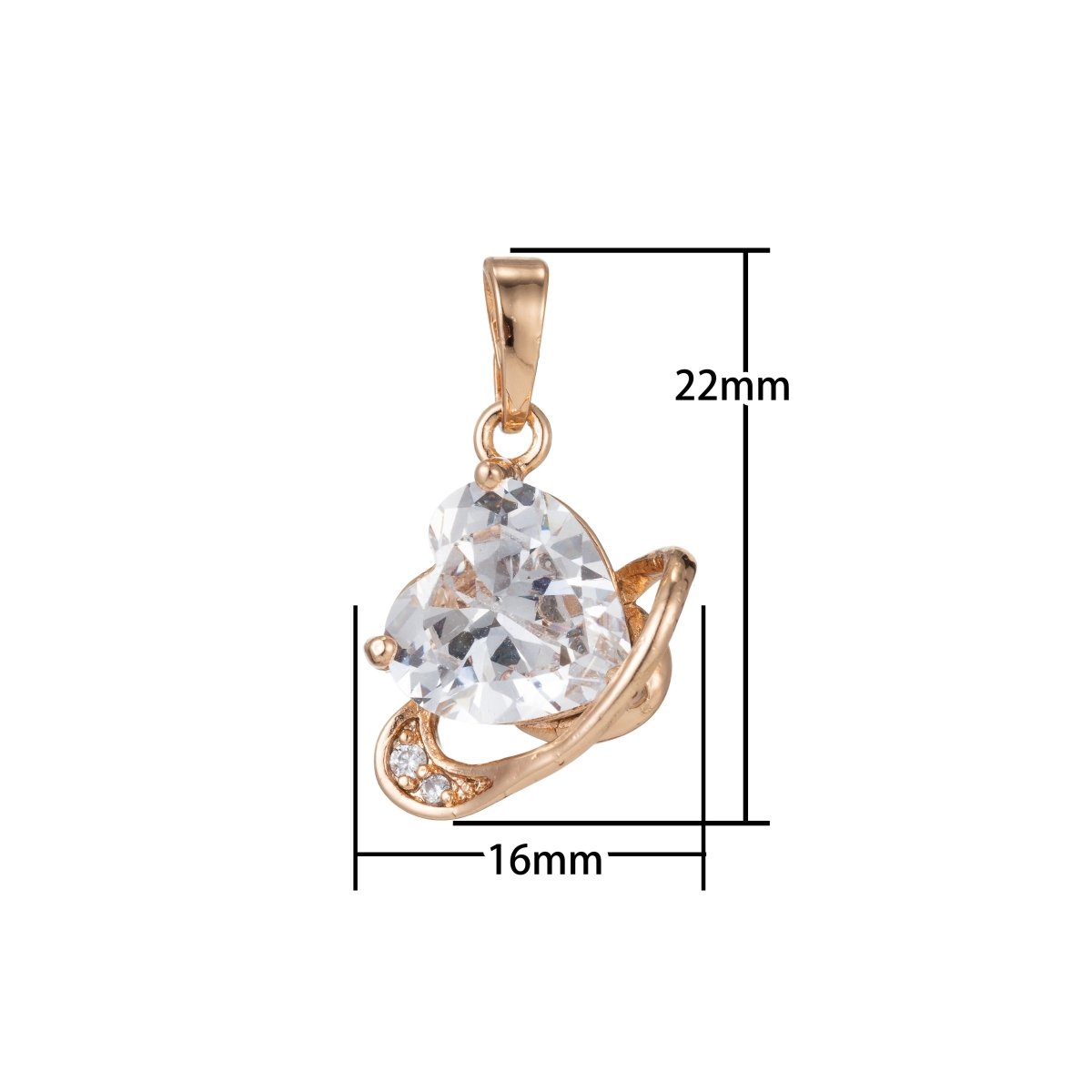 Simple Crystal Heart Gold plated Pendants I-542 - DLUXCA