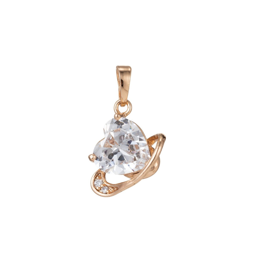 Simple Crystal Heart Gold plated Pendants I-542 - DLUXCA