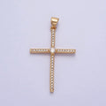 Simple CZ Gold Cross Charm Silver Cross Pendant, Dainty Religious Jewelry Rosary Pendant AA174 AA175 - DLUXCA
