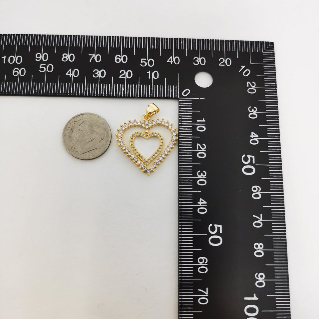 Simple Gold plated Double Heart Pendants I-766 - DLUXCA