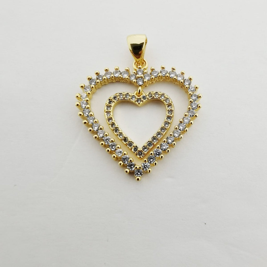 Simple Gold plated Double Heart Pendants I-766 - DLUXCA