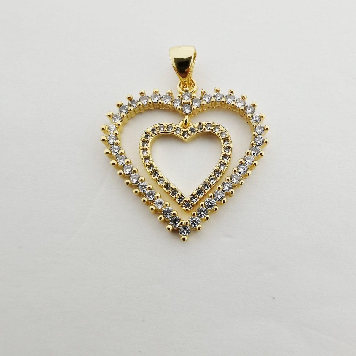 Simple Gold plated Double Heart Pendants I-766 - DLUXCA