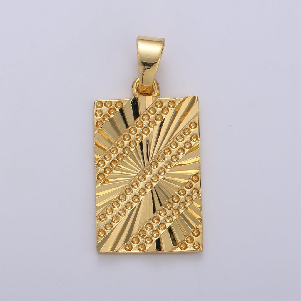 Simple Gold plated Rectangle Pendants J-101 - DLUXCA
