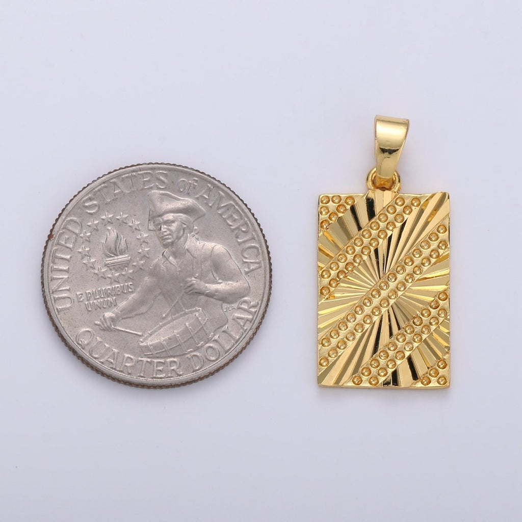 Simple Gold plated Rectangle Pendants J-101 - DLUXCA