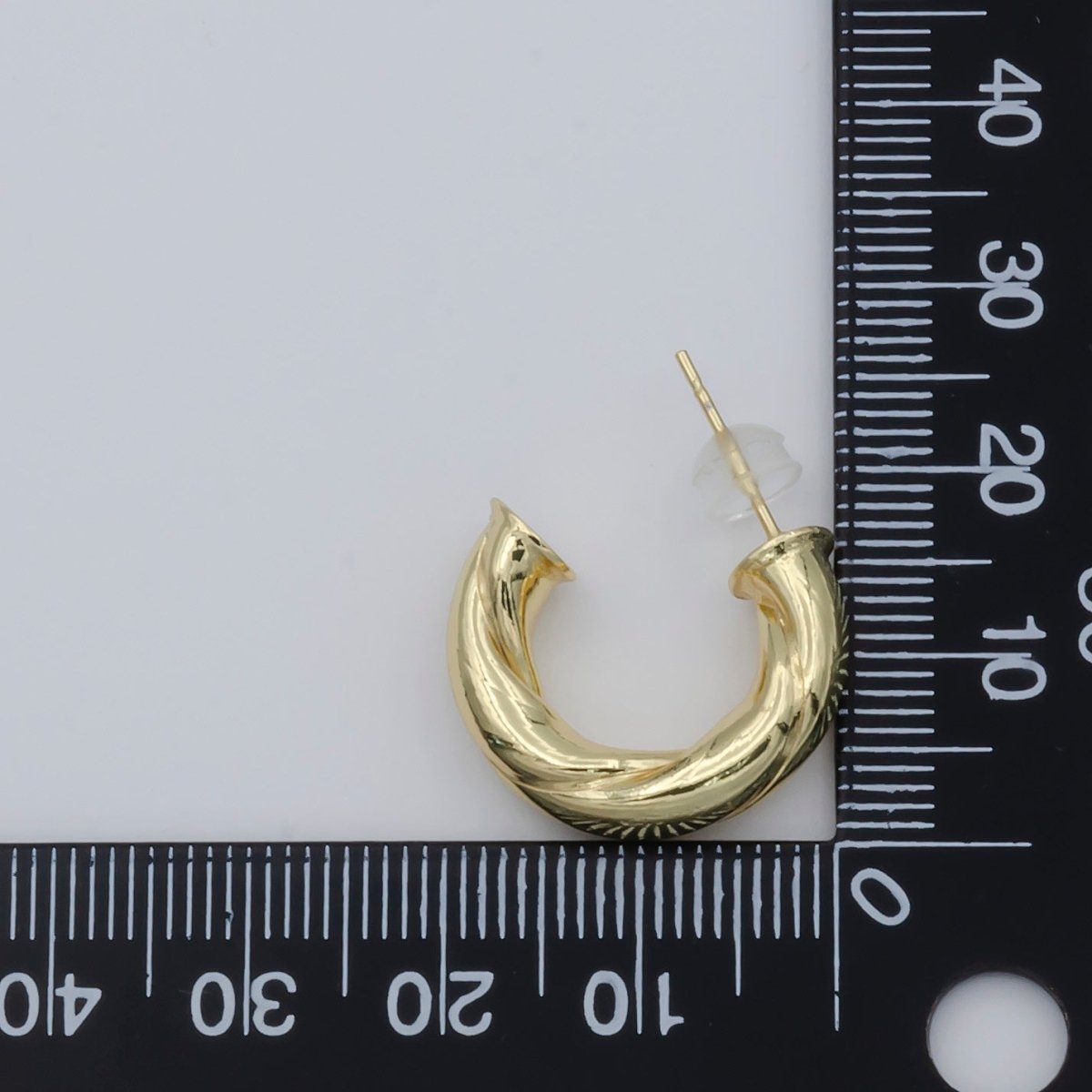 Simple Golden C-Curve Shape Huggies Earrings, Plain Gold plated Geometric Curve Shape Daily Wear Earring Jewelry P-121 - DLUXCA