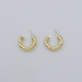Simple Golden C-Curve Shape Huggies Earrings, Plain Gold plated Geometric Curve Shape Daily Wear Earring Jewelry P-121 - DLUXCA