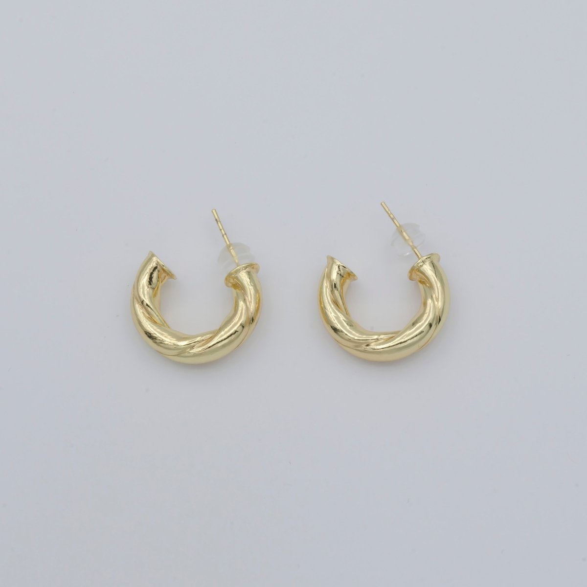 Simple Golden C-Curve Shape Huggies Earrings, Plain Gold plated Geometric Curve Shape Daily Wear Earring Jewelry P-121 - DLUXCA