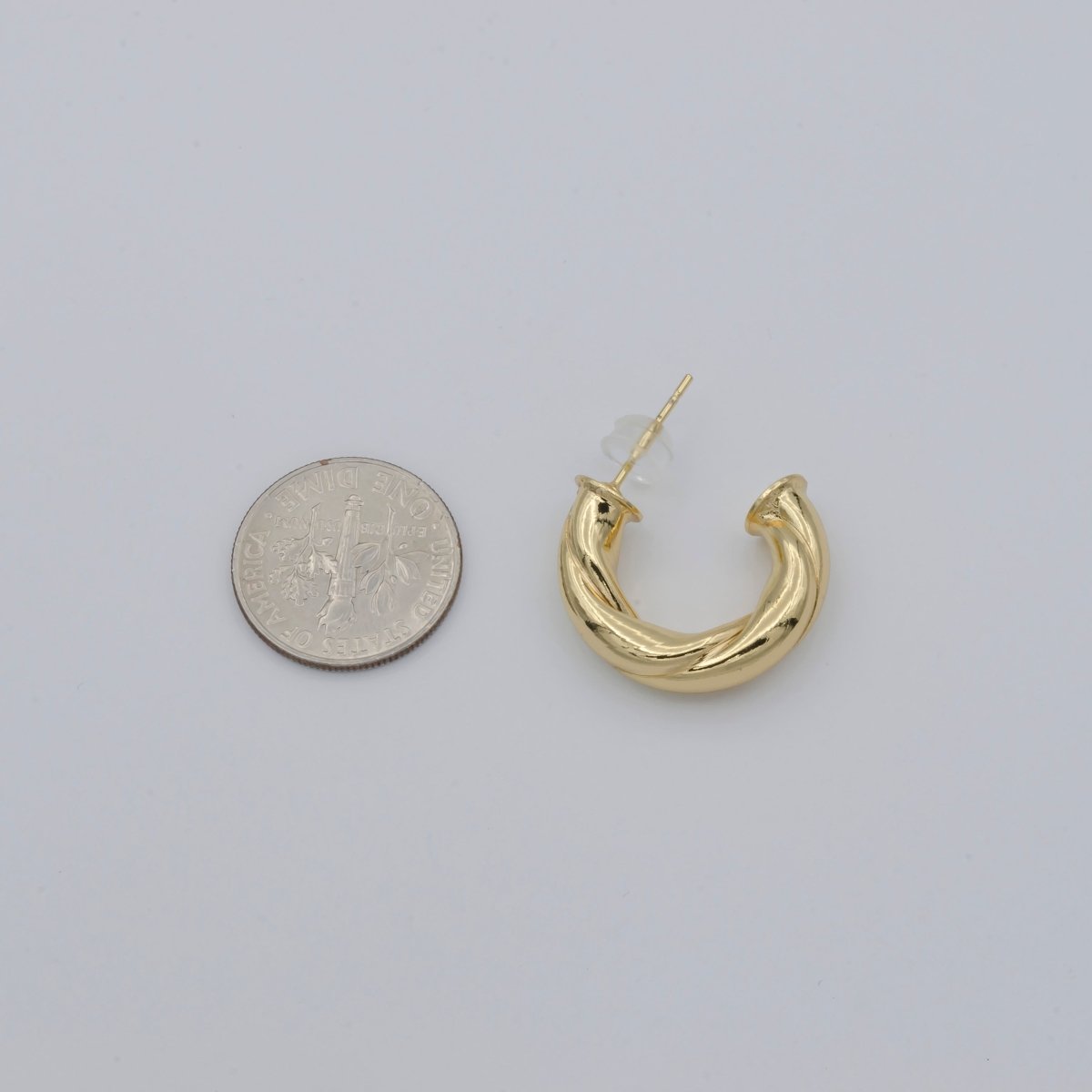 Simple Golden C-Curve Shape Huggies Earrings, Plain Gold plated Geometric Curve Shape Daily Wear Earring Jewelry P-121 - DLUXCA