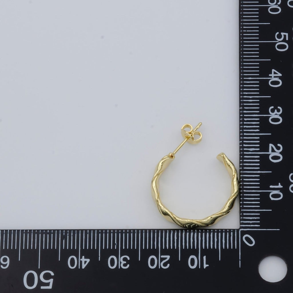 Simple Golden C Shaped Thin Plate Huggies Earrings, Plain Gold plated Simple Design Geometric Shape Daily Wear Earring Jewelry P-124 - DLUXCA