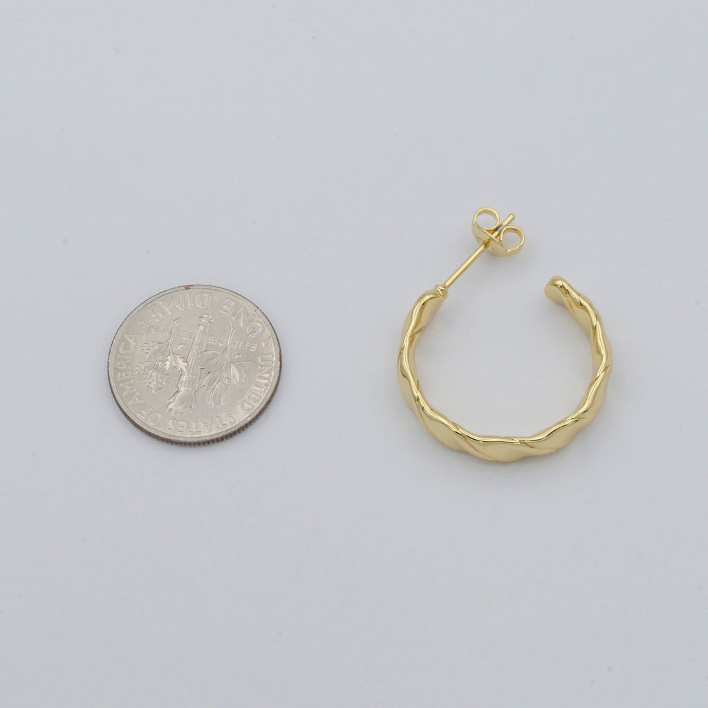 Simple Golden C Shaped Thin Plate Huggies Earrings, Plain Gold plated Simple Design Geometric Shape Daily Wear Earring Jewelry P-124 - DLUXCA