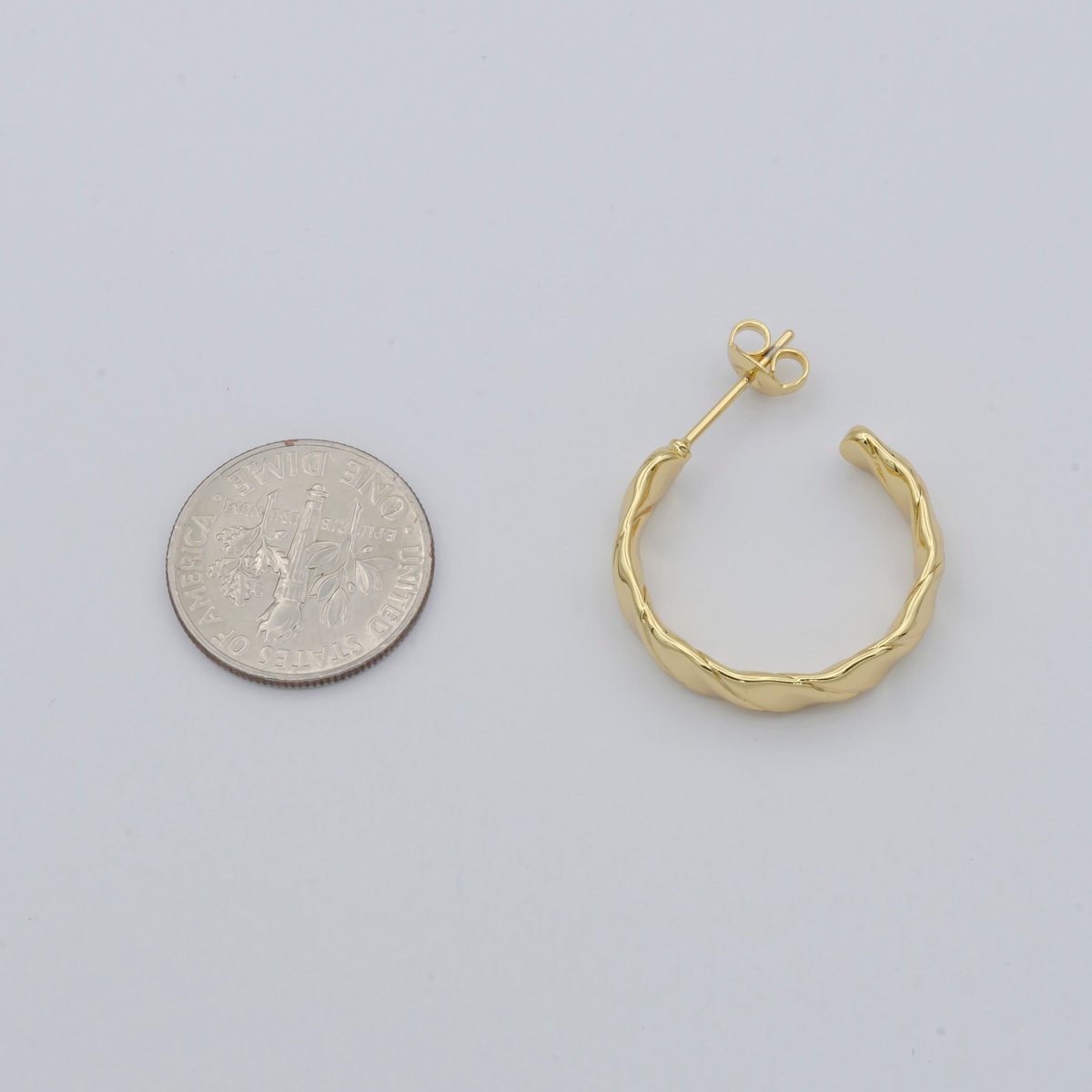 Simple Golden C Shaped Thin Plate Huggies Earrings, Plain Gold plated Simple Design Geometric Shape Daily Wear Earring Jewelry P-124 - DLUXCA