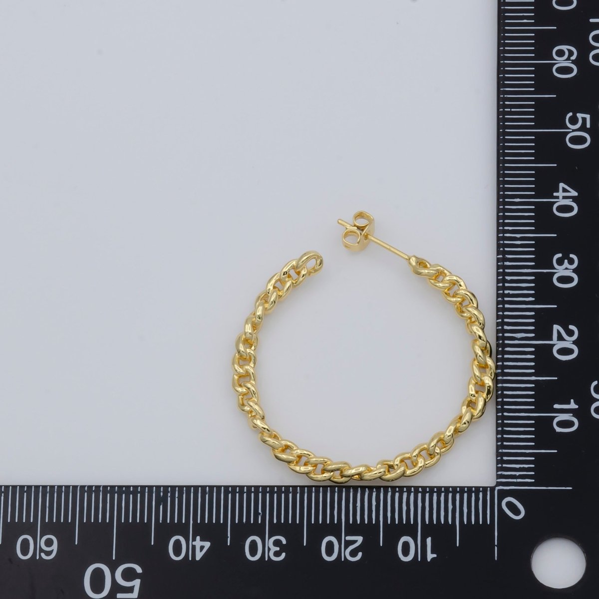 Simple Golden Chained Round Ring Huggies Earrings, Plain Gold plated Tiny Geometric Formal/Casual Daily Earring Jewelry P-113 - DLUXCA