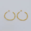 Simple Golden Chained Round Ring Huggies Earrings, Plain Gold plated Tiny Geometric Formal/Casual Daily Earring Jewelry P-113 - DLUXCA