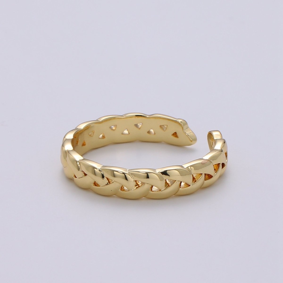 Simple Minimalist Braided Chain Gold plated Adjustable Ring R-234 - DLUXCA