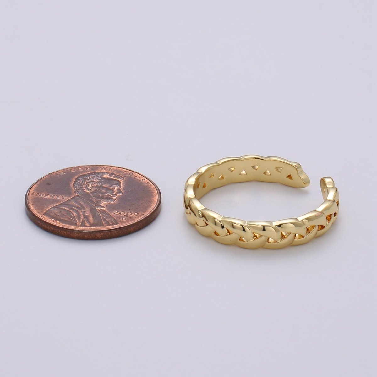 Simple Minimalist Braided Chain Gold plated Adjustable Ring R-234 - DLUXCA