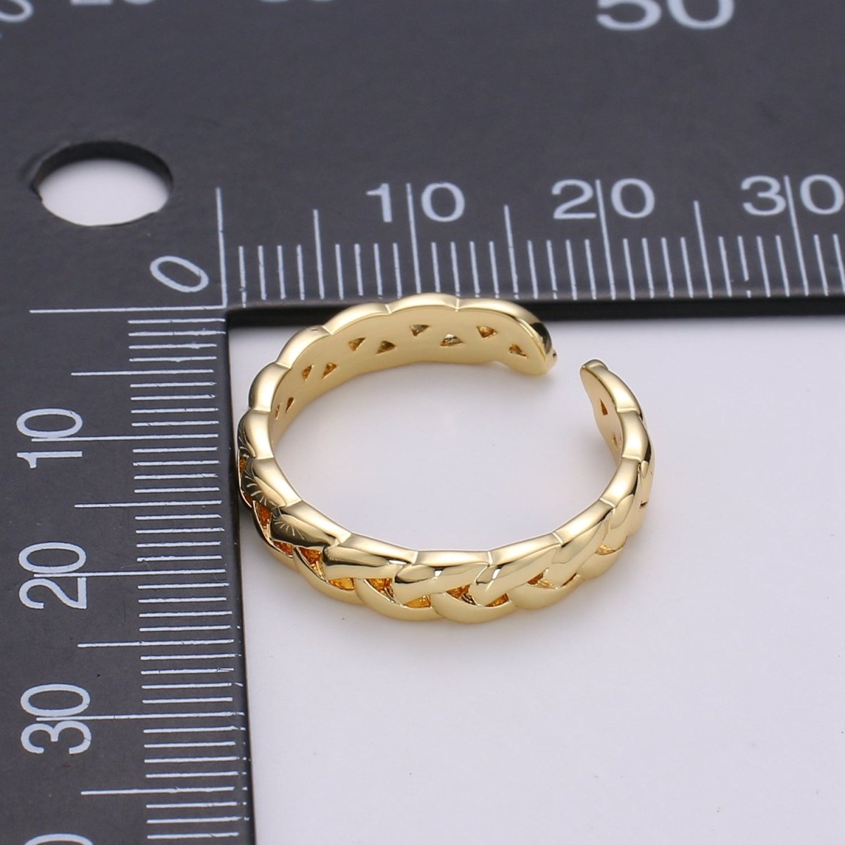 Simple Minimalist Braided Chain Gold plated Adjustable Ring R-234 - DLUXCA