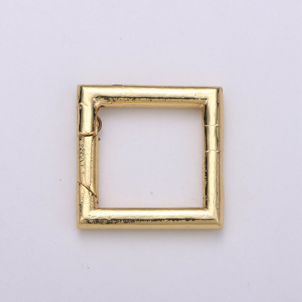 Simple Minimalist Gold plated Square Push Gate Ring Clasp For Jewelry Making Charm Holder Connector L-060 - DLUXCA