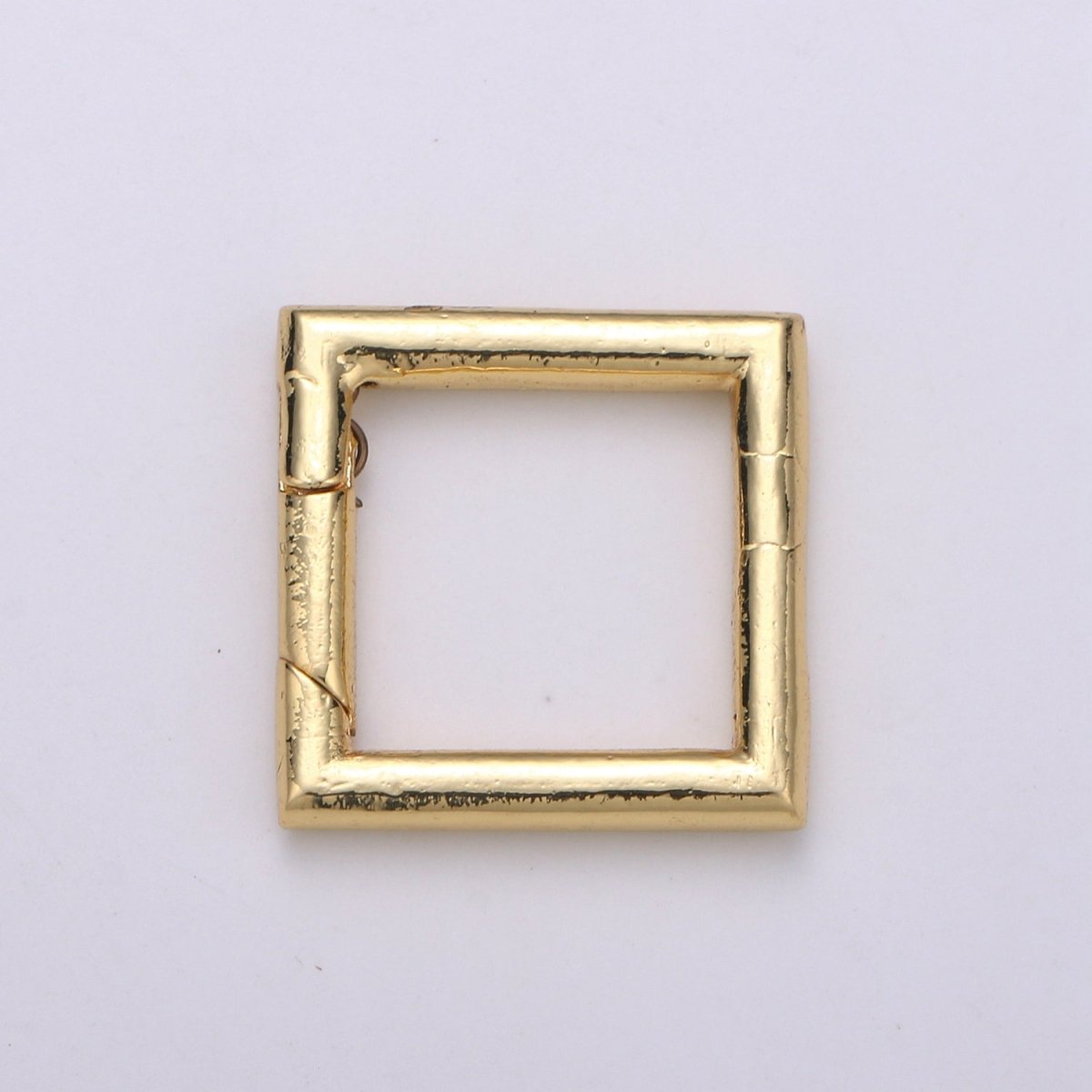 Simple Minimalist Gold plated Square Push Gate Ring Clasp For Jewelry Making Charm Holder Connector L-060 - DLUXCA