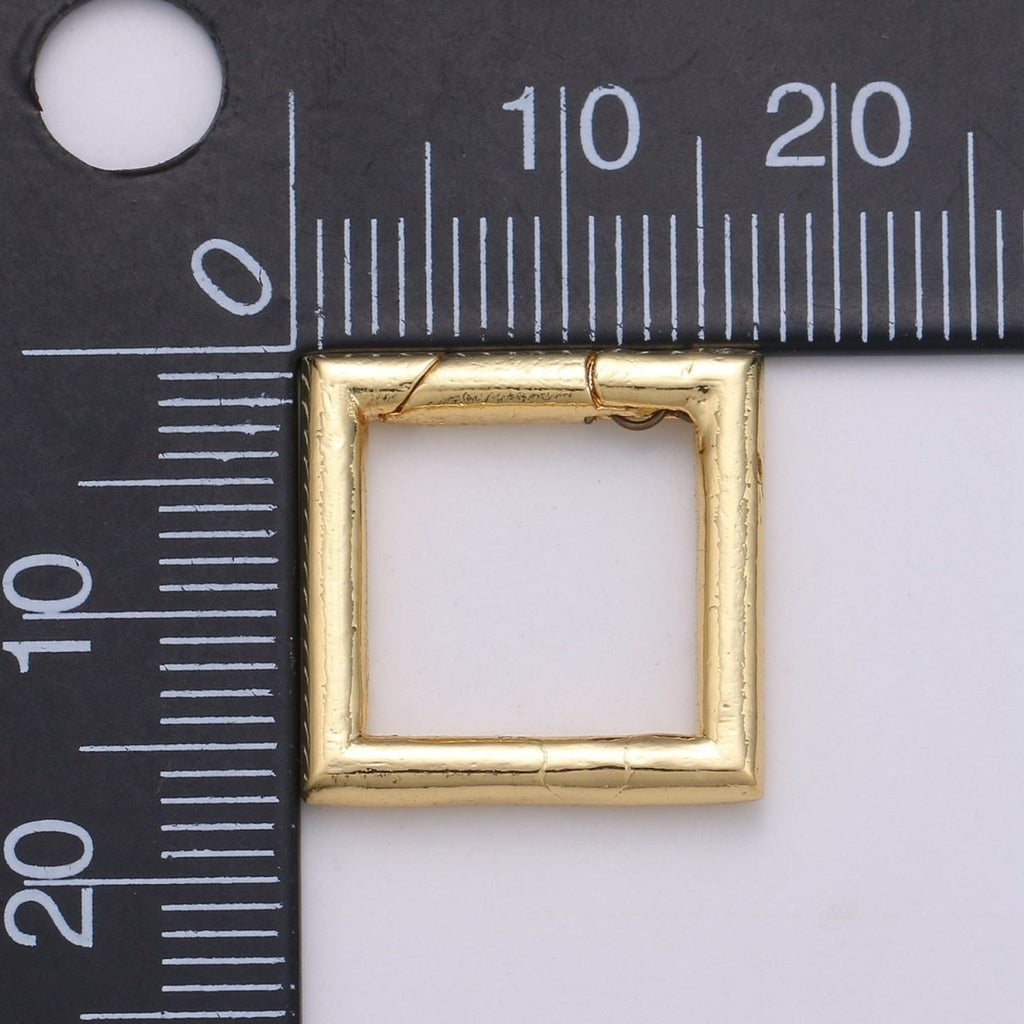 Simple Minimalist Gold plated Square Push Gate Ring Clasp For Jewelry Making Charm Holder Connector L-060 - DLUXCA