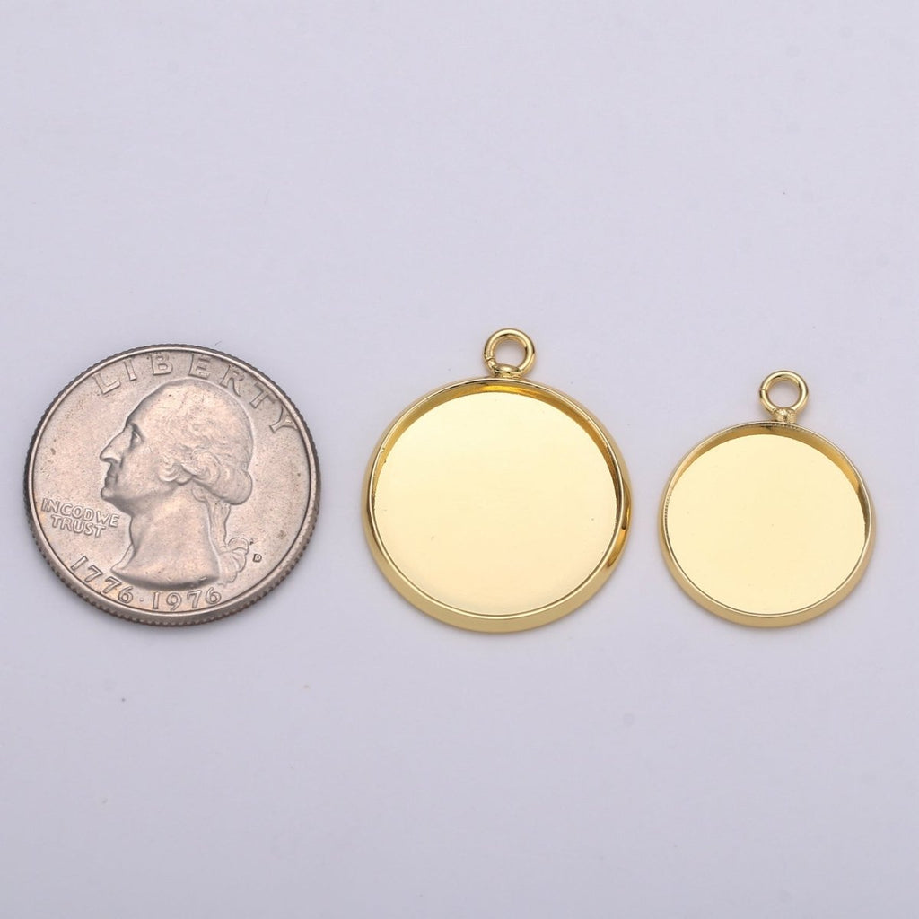 Simple Minimalist Golden Coin Gold plated Charm K-929,K-930,L-086 - DLUXCA
