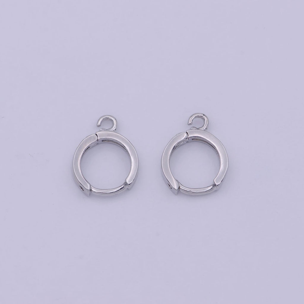 Simple one touch Lever back earring with open link for Jewelry making 12mm Silver Hoop Earring L-643 - DLUXCA