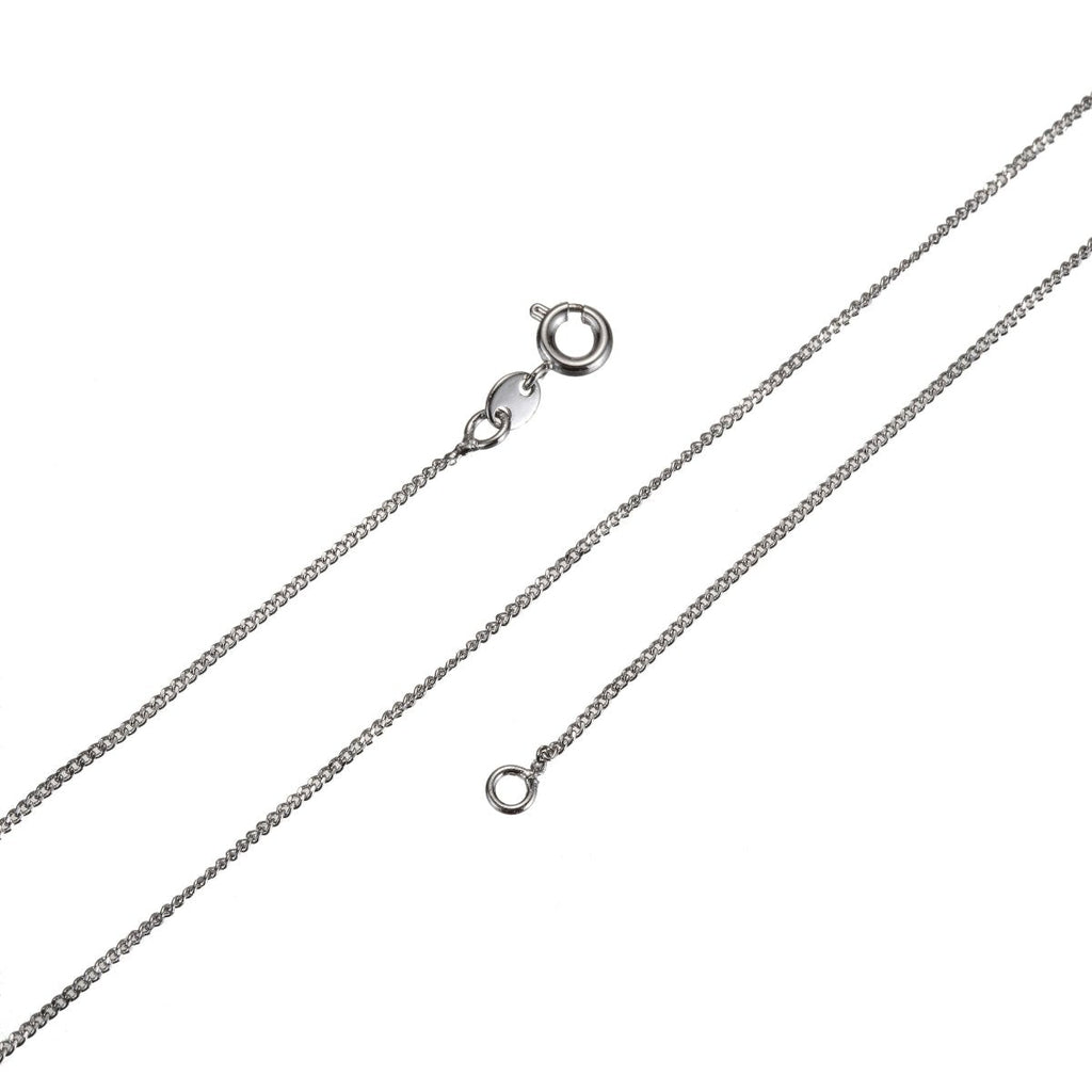 Simple Silver White Gold Chain, 17.7 inches Curb Chain, 0.5mm Thickness Dainty Silver Necklace Chain w/ Spring Ring | CN-641 Clearance Pricing - DLUXCA