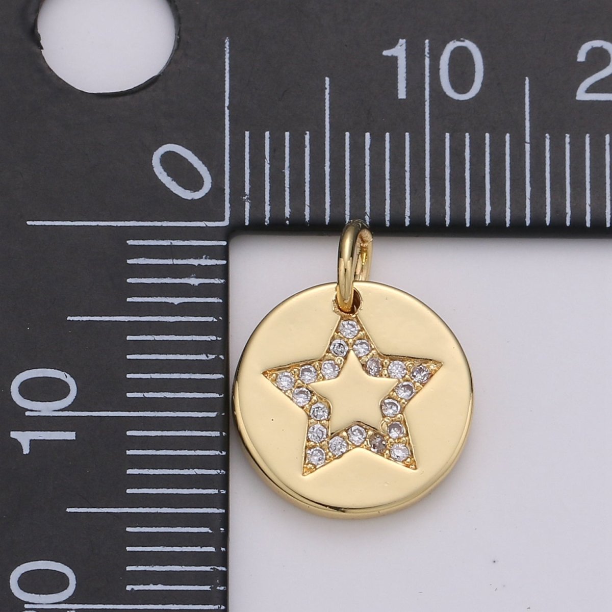 Simple Star with CZ Crystal Coin Gold plated Charm  D-470-D-471
