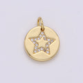 Simple Star with CZ Crystal Coin Gold plated Charm  D-470-D-471