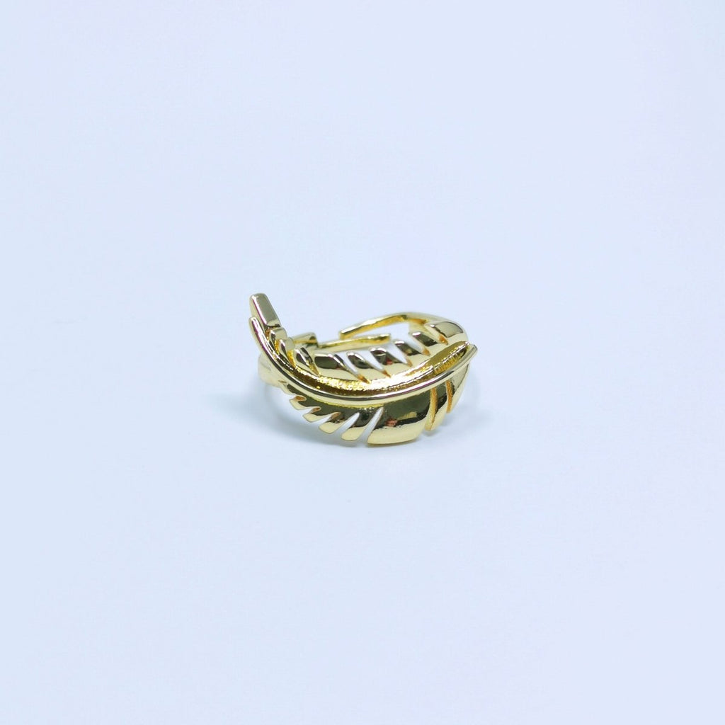 Single Leaf Gold plated Adjustable Ring R-241 - DLUXCA
