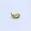 Single Leaf Gold plated Adjustable Ring R-241 - DLUXCA