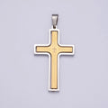 Sleek Steel Unisex Cross Necklace Pendant | Gold Cross Padre Nuestro for Men and Women | Lords Prayer Cross Pendant, Religious Medals, Our Father Pendant, Catholic Pendant, X-635 X-636 - DLUXCA