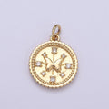 Small Butterfly Charm Pendant 16K Gold plated CZ Micro Pave Small Coin Charm Pendant Necklace N-282 - DLUXCA