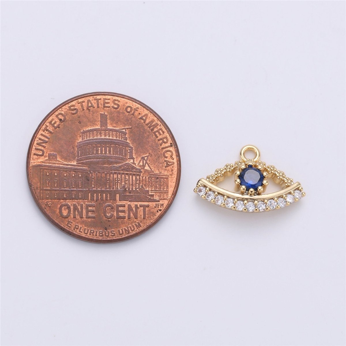 Small Dainty Gold plated Gold Evil eye Charm Micro Pave Evil Eye Charm Cubic Evil Eye Charm for Bracelet Necklace Earring Charm 14x10mm C-711 - DLUXCA