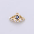 Small Dainty Gold plated Gold Evil eye Charm Micro Pave Evil Eye Charm Cubic Evil Eye Charm for Bracelet Necklace Earring Charm 14x10mm C-711 - DLUXCA