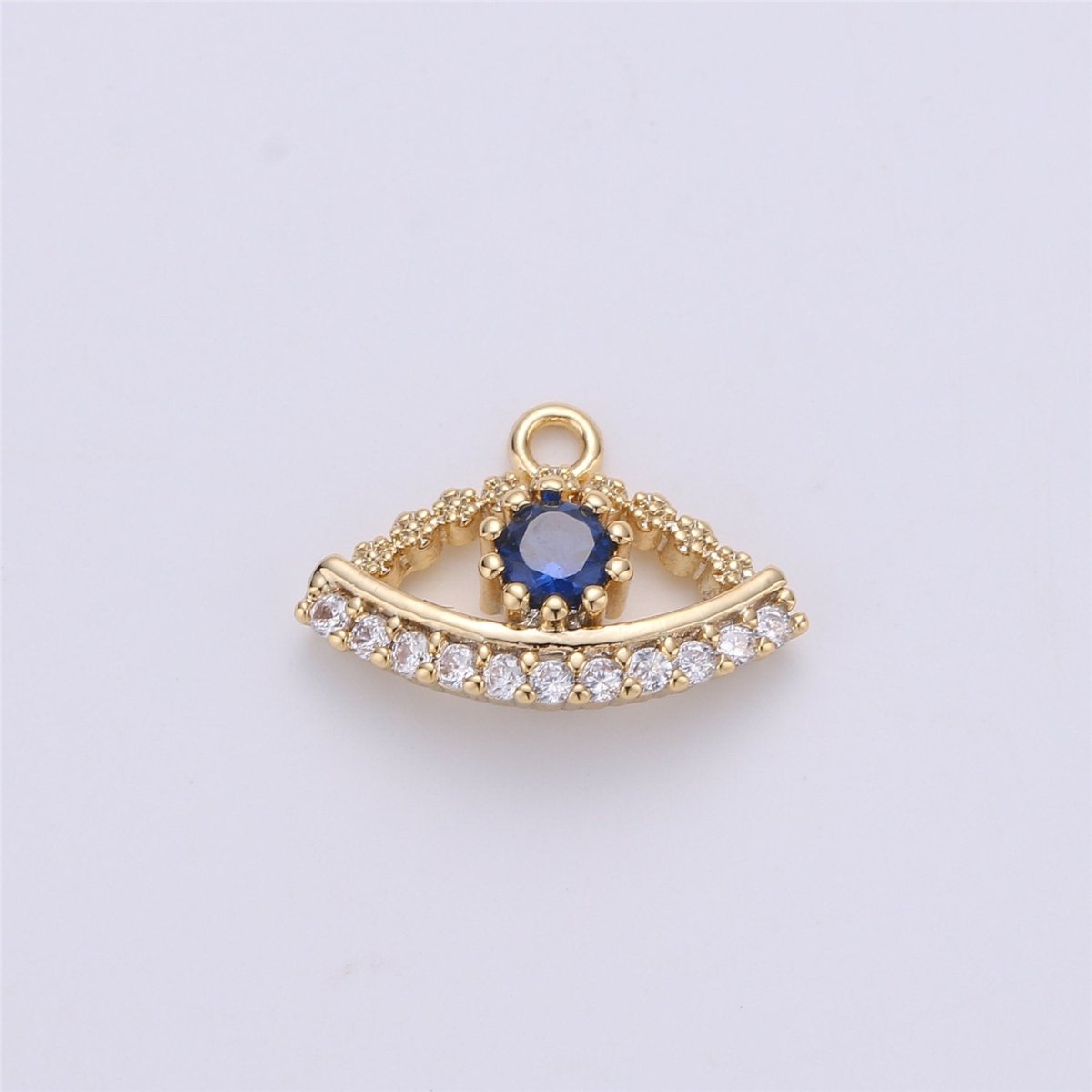 Small Dainty Gold plated Gold Evil eye Charm Micro Pave Evil Eye Charm Cubic Evil Eye Charm for Bracelet Necklace Earring Charm 14x10mm C-711 - DLUXCA