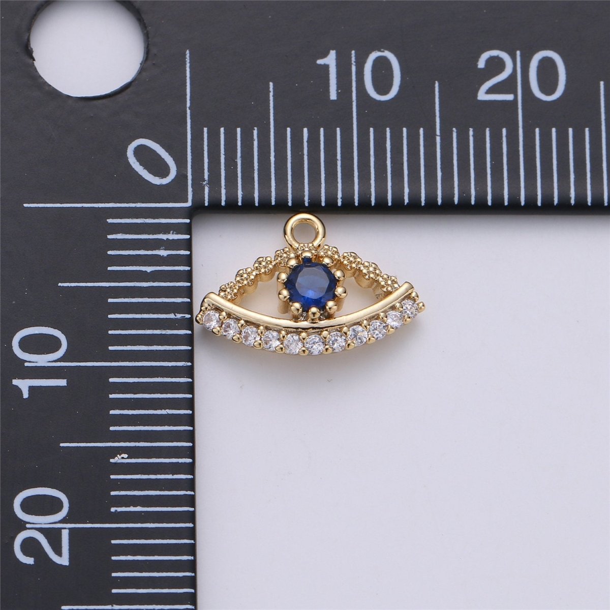 Small Dainty Gold plated Gold Evil eye Charm Micro Pave Evil Eye Charm Cubic Evil Eye Charm for Bracelet Necklace Earring Charm 14x10mm C-711 - DLUXCA