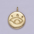 Small Gold Eye Coin Charm Greek Eye of Ra Add on Charm N-577 - DLUXCA