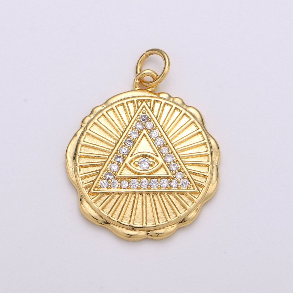 Small Gold Eye of Providence Symbol Pendant All Seeing Eye Charm Illuminati Emblem Third Eye Amulet Talisman Sign Medallion Charm D-346 - DLUXCA
