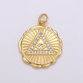 Small Gold Eye of Providence Symbol Pendant All Seeing Eye Charm Illuminati Emblem Third Eye Amulet Talisman Sign Medallion Charm D-346 - DLUXCA