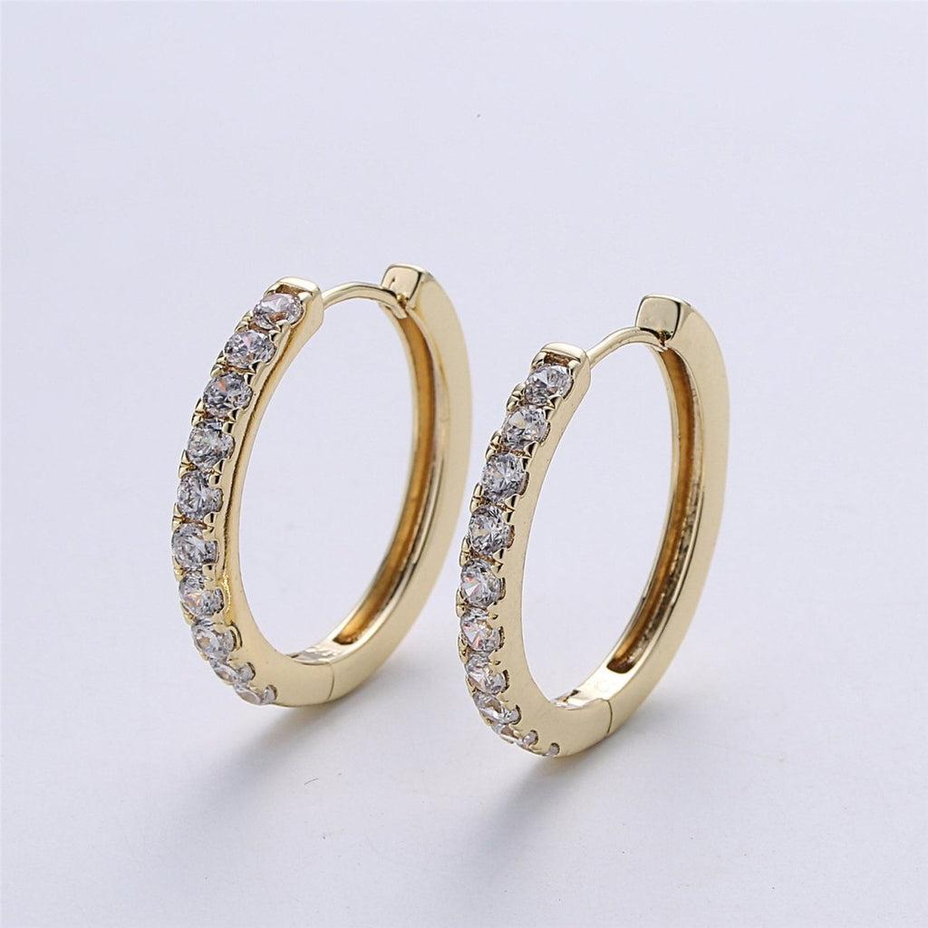Small Gold plated hoop earrings - huggie hoops earrings - Cubic hoop earrings - Dainty hoops - Tiny hoops - Thin hoops - Minimalist earrings Q-001 - DLUXCA