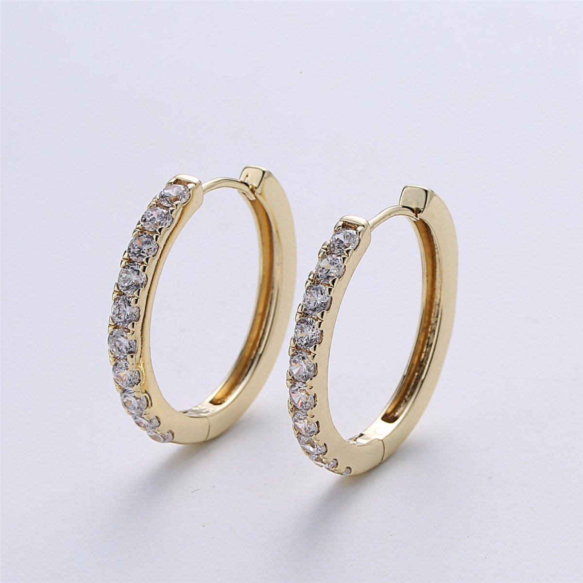 Small Gold plated hoop earrings - huggie hoops earrings - Cubic hoop earrings - Dainty hoops - Tiny hoops - Thin hoops - Minimalist earrings Q-001 - DLUXCA