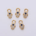 Small Hamsa Hand 14K Gold plated CZ Hamsa Charm, Micro Pave Cubic Hamsa Hand Charm for Necklace Bracelet Earring Charm w/ 4mm hole on top D-047 - DLUXCA