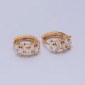 Small Hoop Earrings Gold Baguette Hoops Minimalist Earrings T-389 - DLUXCA