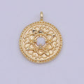 Small Lotus Disc Charm Pendant 18k gold plated Lotus Flower Yoga Zen Buddha Meditation Floral Round Disc N-910 - DLUXCA