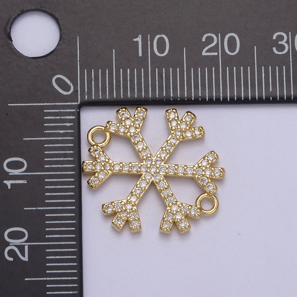 Snow Connector, Micro-pavé CZ Snowflake Charm, 14K Gold plated Link Connector Bracelet DIY Jewelry Accessories F-148 - DLUXCA