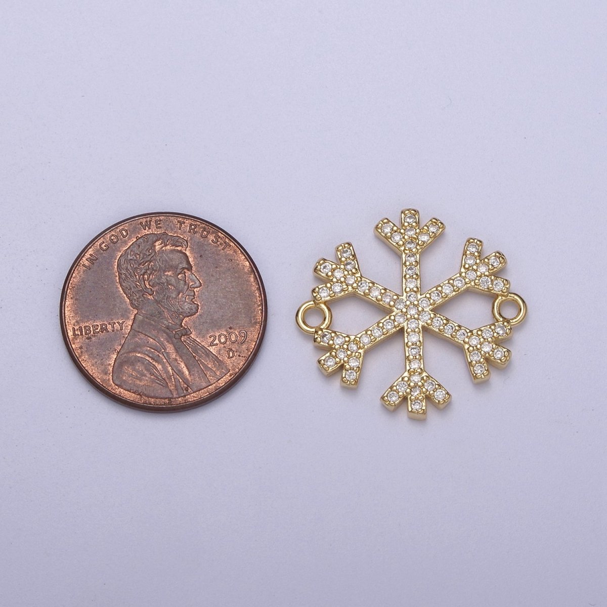 Snow Connector, Micro-pavé CZ Snowflake Charm, 14K Gold plated Link Connector Bracelet DIY Jewelry Accessories F-148 - DLUXCA
