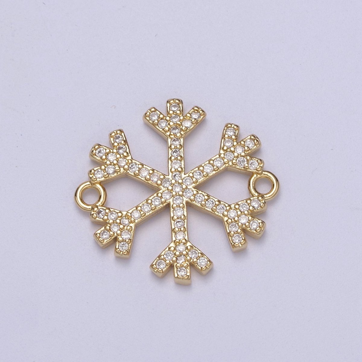 Snow Connector, Micro-pavé CZ Snowflake Charm, 14K Gold plated Link Connector Bracelet DIY Jewelry Accessories F-148 - DLUXCA